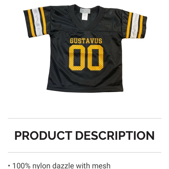 Gustavus Adolphus College Black and Yellow Sports Jersey 3T - Picture 2 of 5